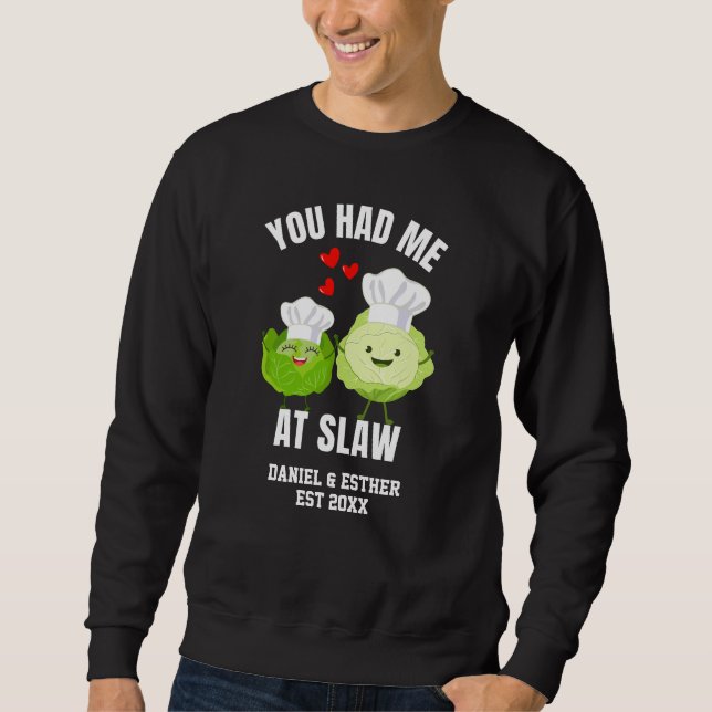 DU FICK MIG MED KÅLGRÖT Kawaii Kålvalentin Lång Ärmad Tröja (Framsida)
