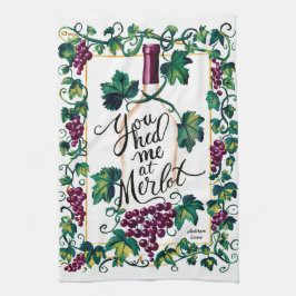 Du Fick Mig Med Merlot Anpassad Vin Kökshandduk