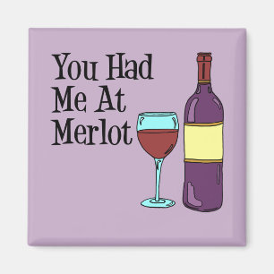 Du Fick Mig Med Merlot Rolig Tecknad Vin Magnet