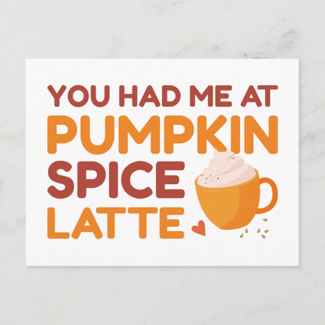Du Fick Mig Med Pumpa Krydd Latte Vykort (Framsida)