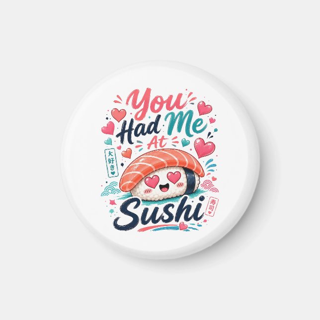 Du Fick Mig Med Sushi – Söt Kawaii Nigiri Magnet (Framsidan)