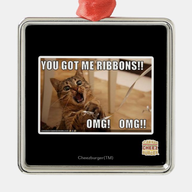 Du fick mig rosett band!! julgransprydnad metall (Framsidan)