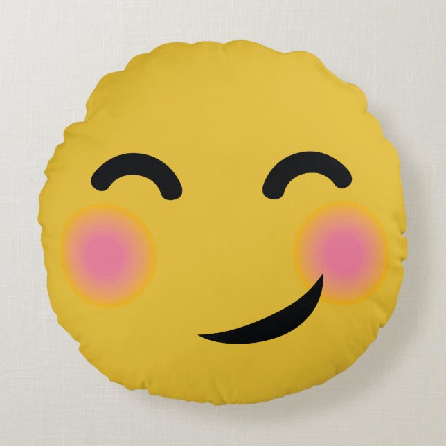 du fick mig som rodnar emoji rund kudde (Framsidan)
