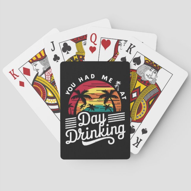Du Fick Mig Vid Dagsdrinkning Rolig Retro Strand Casinokort (Baksidan)