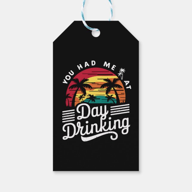 Du Fick Mig Vid Dagsdrinkning Rolig Retro Strand  Presentetikett (Baksidan)