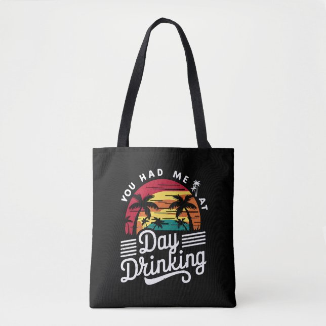 Du Fick Mig Vid Dagsdrinkning Rolig Retro Strand Tygkasse (Framsida)