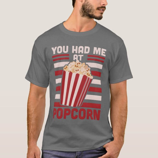 Du Fick Mig Vid Popcorn retro T Shirt (Framsida)