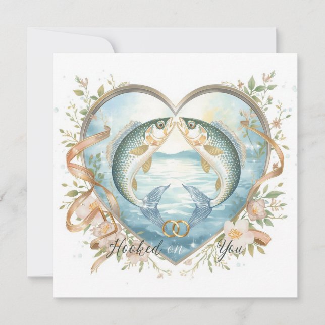 Du fiskar älskare Bröllop Watercolor Inbjudningar (Framsida)