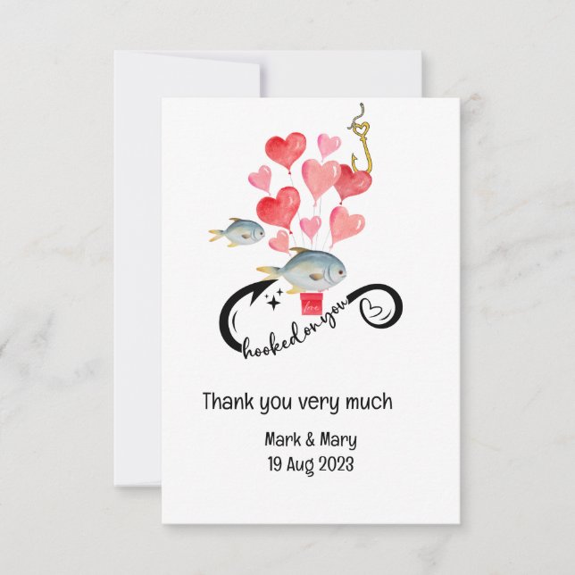 Du fiskar älskare Bröllop Watercolor Tack Kort (Framsida)