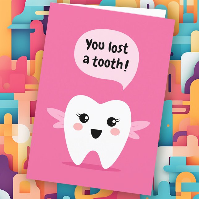 Du förlorade en tand, tandfairan gratulerar kort (You lost a tooth, tooth fairy congratulations card)