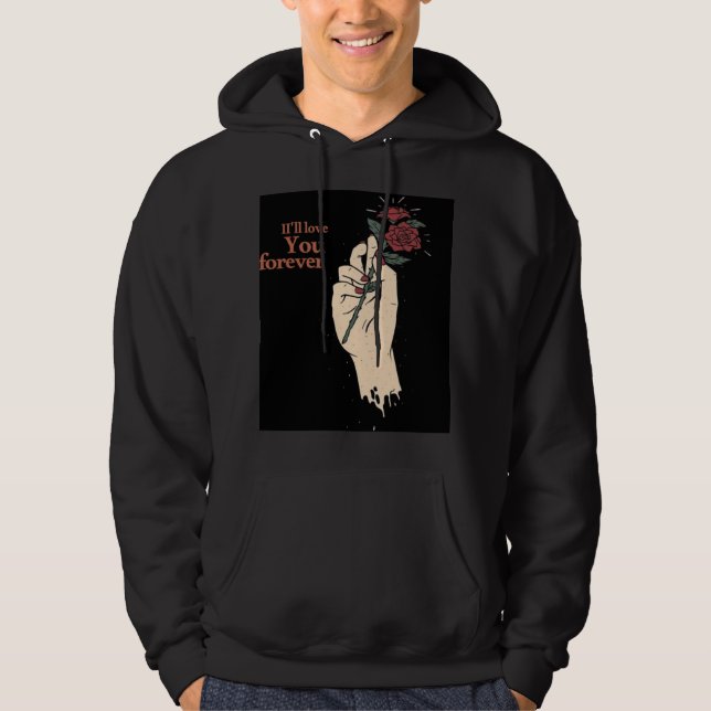 Du Förtjänar Bättre – Mörk Gotisk Ros Tröja Hoodie (Framsida)