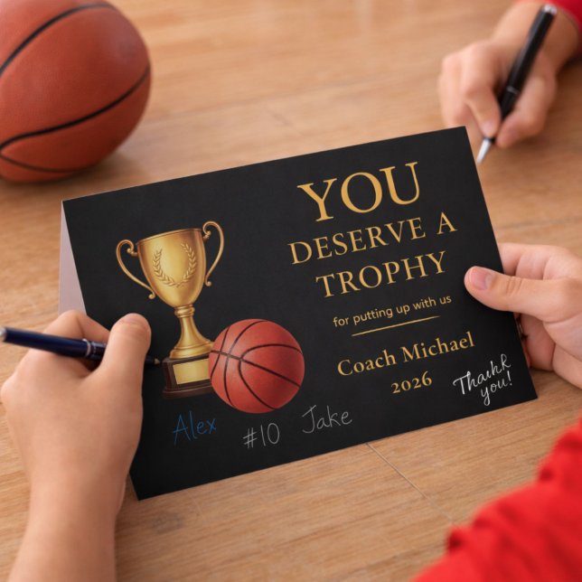Du Förtjänar en Basket Trophy Tränare Roligt Tack Kort (Skapare uppladdad)