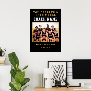 Du Förtjänar en Medalj Coach Team Foto Poster