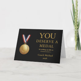 Du Förtjänar en Medalj Roligt Tränarpresent Tack Kort