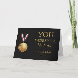 Du Förtjänar en Medalj Tränare Elegant Rolig Lag Tack Kort