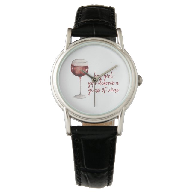 Du förtjänar ett glas Vin-citat Armbandsur (Framsida)