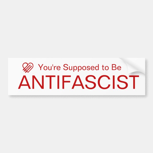 Du Förväntas Vara Antifascist (Rött på Vitt) Bildekal (Framsidan)