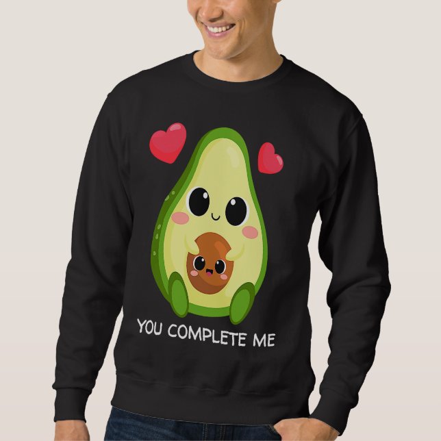 Du Fullkomnar Mig Avokado Par Valentines Lång Ärmad Tröja (Framsida)