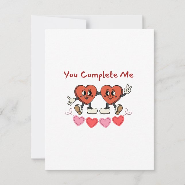 Du fullkomnar mig med två valentinehjärtan på en  julkort (Framsida)