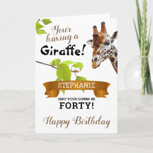 Du Fyller År med en Giraff! Personlig Födelsedag Kort