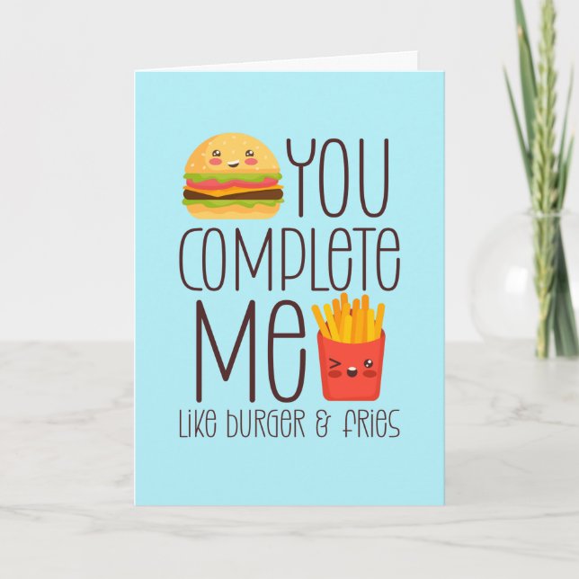 Du fyller mig med Burger Fries Funny Valentindag Helgkort (Framsida)