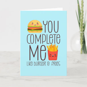 Du fyller mig med Burger Fries Funny Valentindag Helgkort