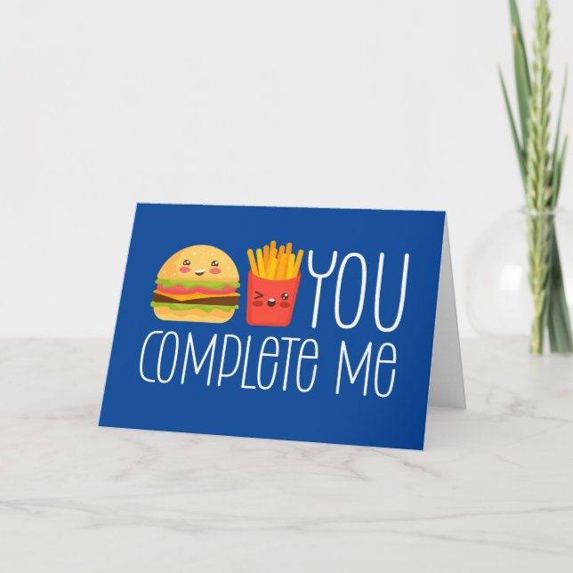 Du fyller mig med Burger Fries Funny Valentindag Helgkort (Framsida)