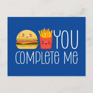 Du fyller mig med Burger Fries Funny Valentindag Vykort