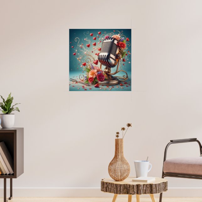 Du fyller mitt hjärta med Sång - Retro Romantic Poster (Vardagsrum 3)