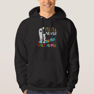 Du går aldrig Ensam Far och Dotter Autis Hoodie