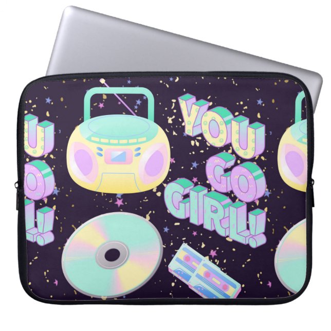 Du går flicka 90-talet stil mönster laptop fodral (Framsidan)