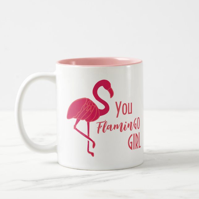 Du går Girl Rosa Flamingo Två-Tonad Mugg (Vänster)