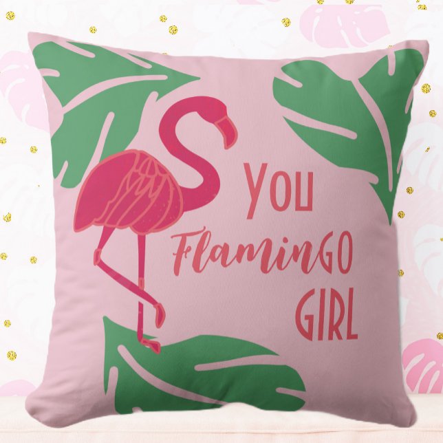 Du går Girl Tropical Rosa Flamingo Kudde (Skapare uppladdad)