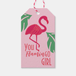 Du går Girl Tropical Rosa Flamingo Presentetikett