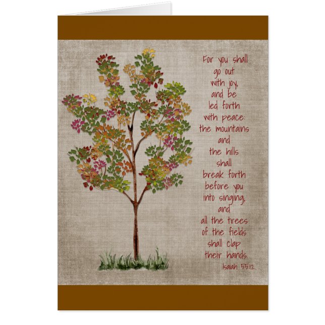 Du går ut med Joy Isaiah 55 verse Hälsningskort (Framsidan)