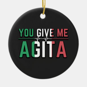 Du Ge Me Agita Stunad- och Agita Humor-gåvor Julgransprydnad Keramik
