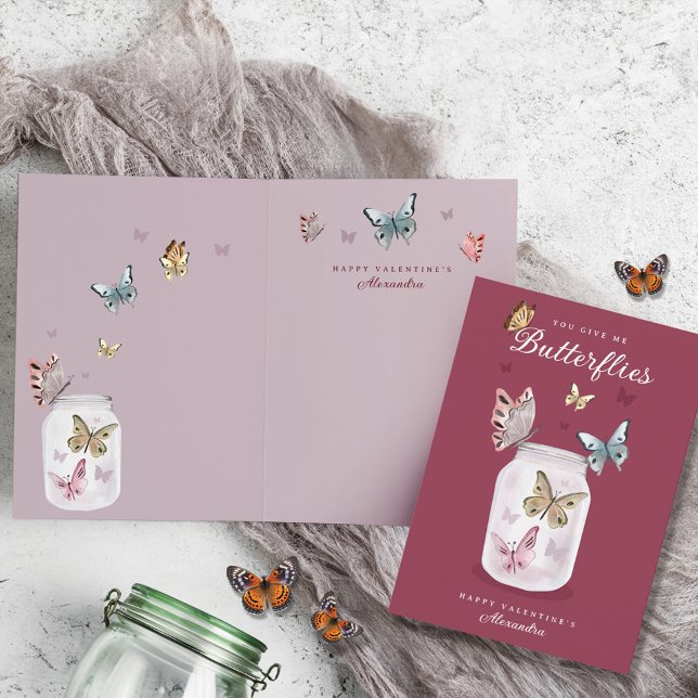 Du Ge Me Butterflies Glad Alla hjärtans dag Kort (You Give Me Butterflies Happy Valentine's Day Card)