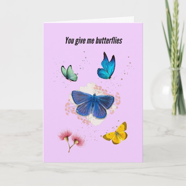 Du Ge Me Butterflies Valentine Day Card Anteckningskort (Framsida)