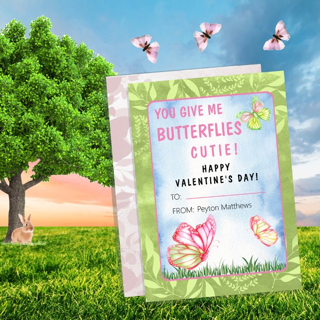 Du Ge Me Butterflies Valentines Day Classroom Anteckningskort (Skapare uppladdad)