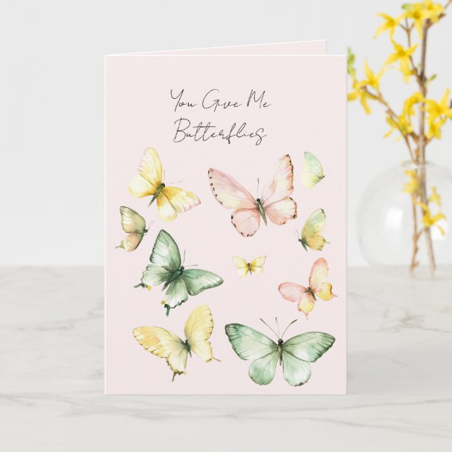 Du ger mig fjärilar kärlek kort (Gul blomma)