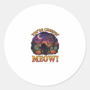 Du Ger Mig Gysningar Meow Halloween Svart Katt Pum Runt Klistermärke