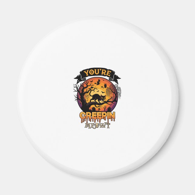 Du Ger Mig Halloweenskräck Svart Katt Fullmåne Magnet (Framsidan)