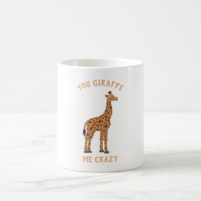 Du Giraffe Me Crazy Funny Zoo Safari Animal Pun Kaffemugg (Center)