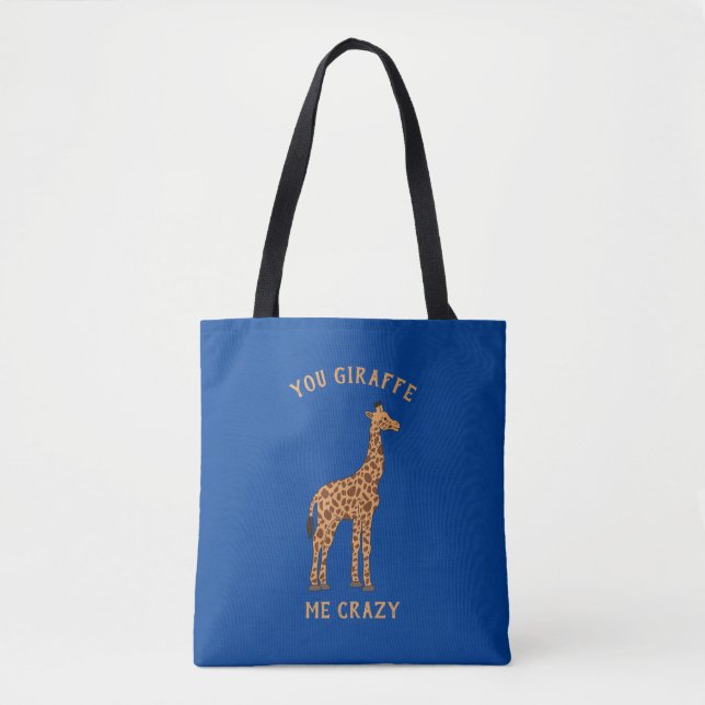 Du Giraffe Me Crazy Funny Zoo Safari Animal Pun Tygkasse (Framsida)