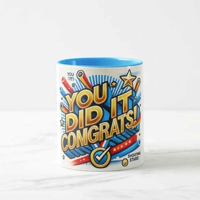 Du gjorde det Mugg | Uppnående Grattis mugg (Center)