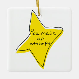 Du gjorde ett försök - Gult Star Julgransprydnad Keramik