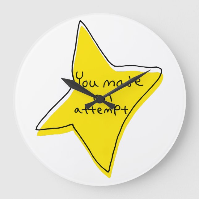 Du gjorde ett försök - Gult Star Stor Klocka (Framsida)