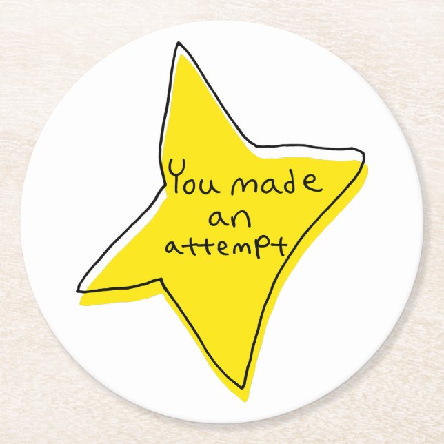 Du gjorde ett försök - Gult Star Underlägg Papper Rund (Framsidan)