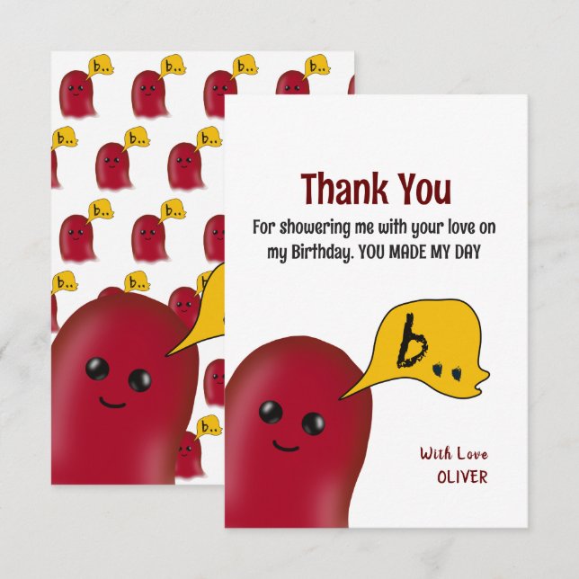 Du Gjorde Min Dag Barns Födelsedag Tack Kort (Fram/baksida)