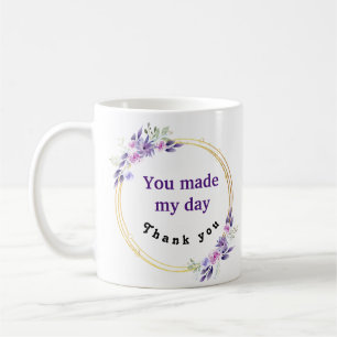 Du gjorde min Tack Lila Blommigt utandning Kaffemugg